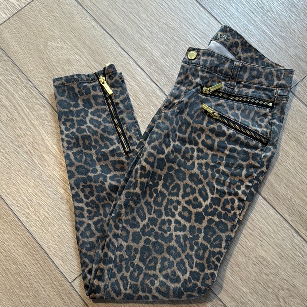Michael Kors Cheetah Print Zipper Skinny Jeans| Animal Print
